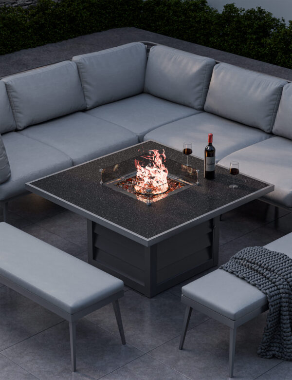 Mayfair Fire Pit Corner Lounging Set With 2 Benches