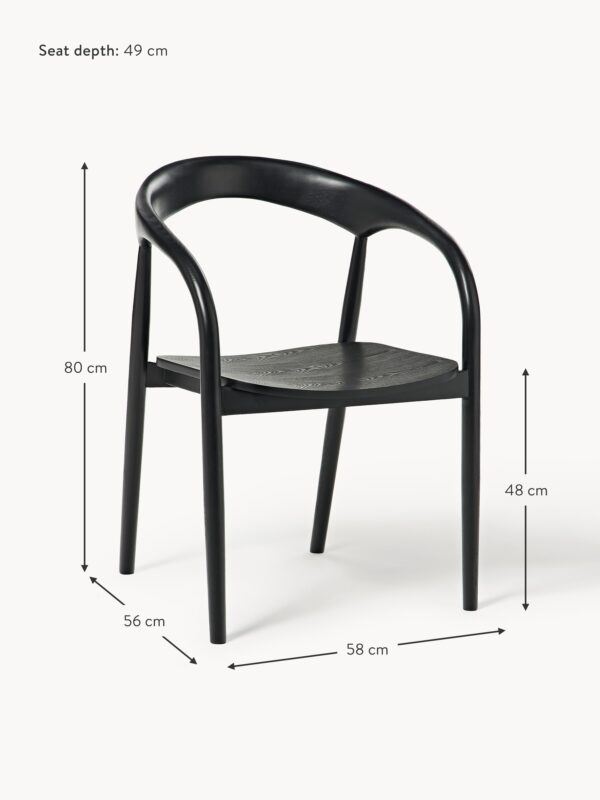 Ash Wood Dining Chair Camille with Armrests