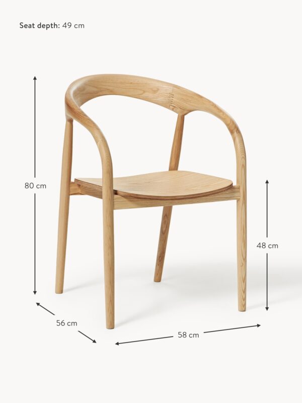 Ash Wood Dining Chair Camille with Armrests
