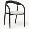 Ash Wood Dining Chair Camille with Seat Cushion