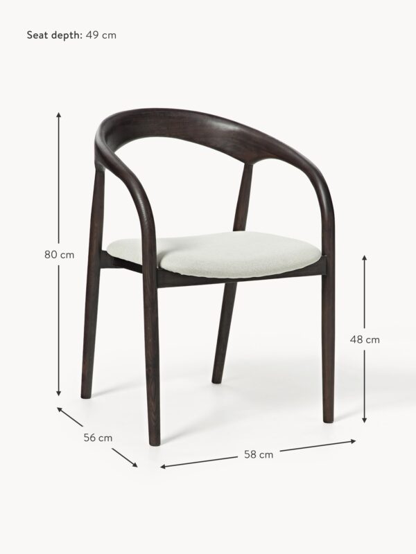 Ash Wood Dining Chair Camille with Seat Cushion