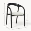 Ash Wood Dining Chair Camille with Seat Cushion