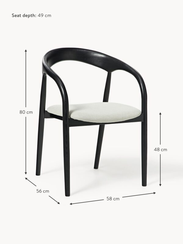 Ash Wood Dining Chair Camille with Seat Cushion