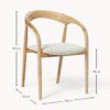 Ash Wood Dining Chair Camille with Seat Cushion