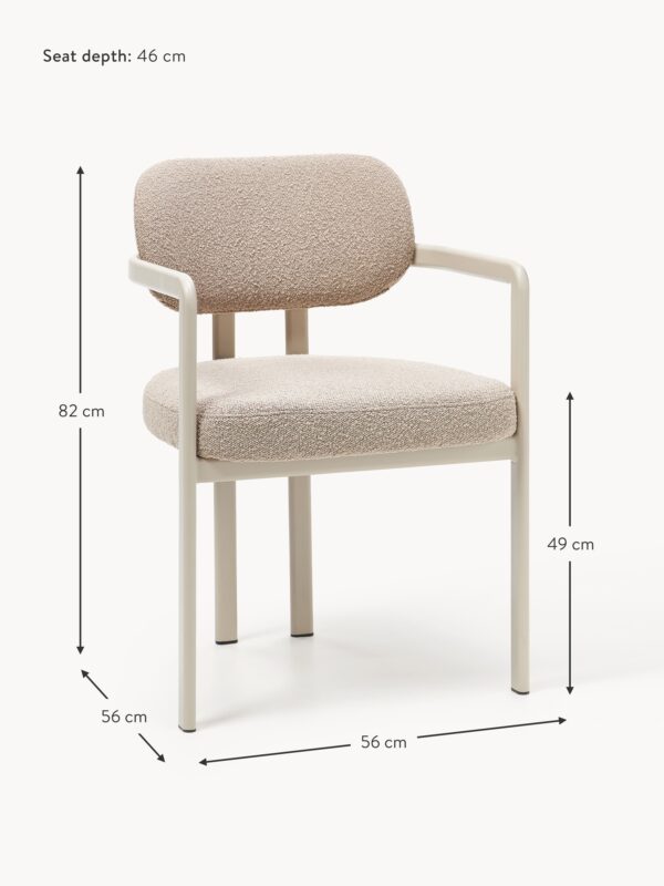 Bouclé Dining Chair Adrien with Armrests