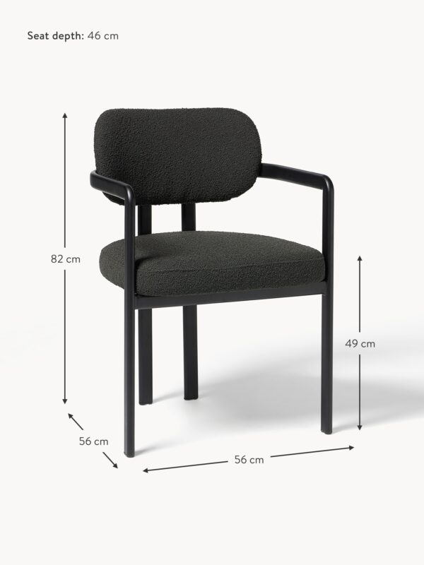 Bouclé Dining Chair Adrien with Armrests