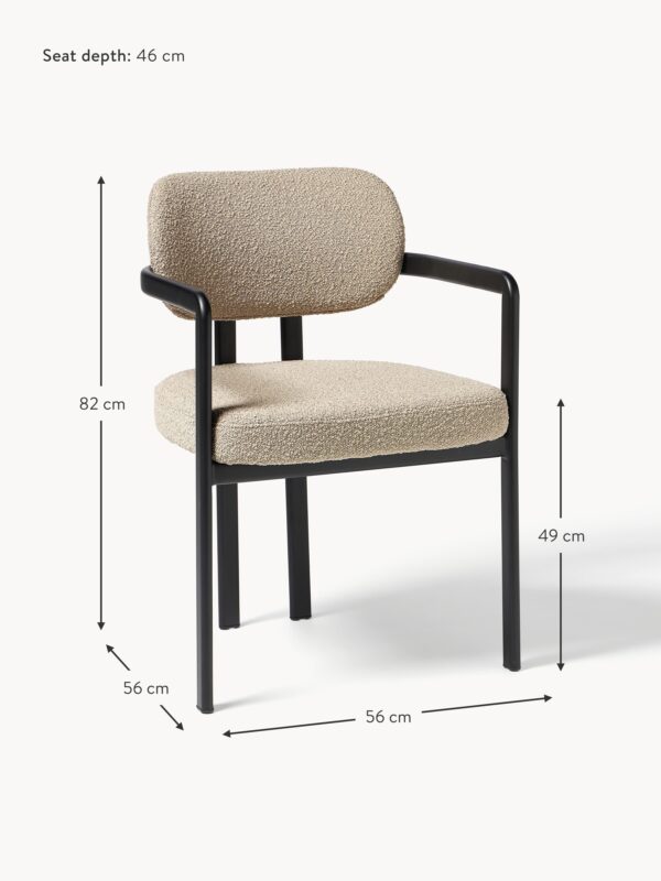 Bouclé Dining Chair Adrien with Armrests