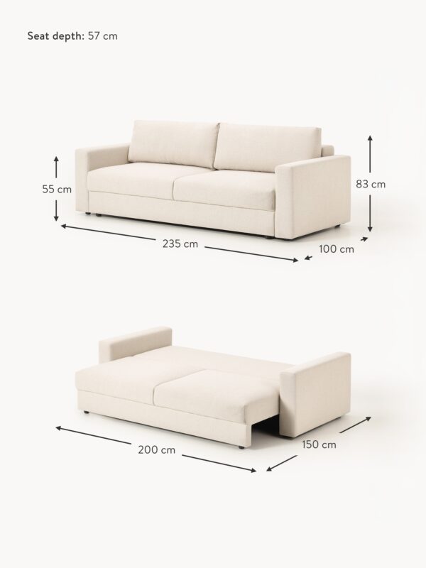 Bouclé Sofa Bed Tasha (3-seater)