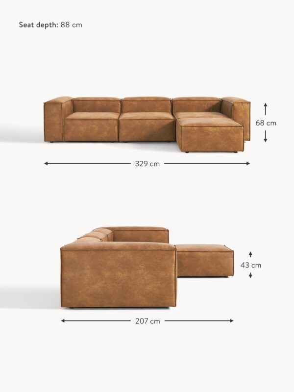 Modular Recycled Leather Sofa Lennon (4-seater) with Ottoman (left/right)