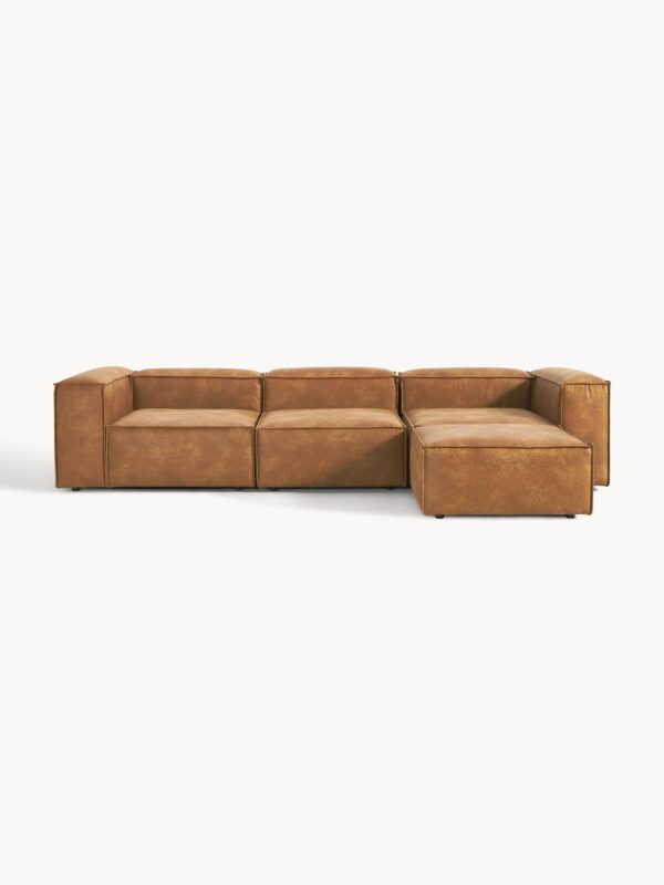 Modular Recycled Leather Sofa Lennon (4-seater) with Ottoman (left/right)