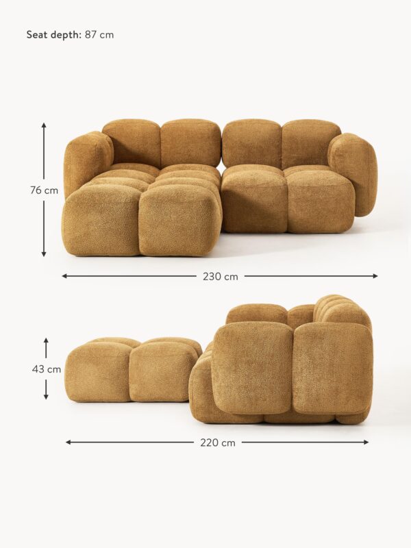 Modular Teddy-Bouclé Sofa Tayla (3-seater) with Ottoman (left/right)