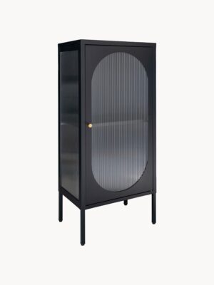 Oak Wood Display Cabinet Adelaide with Grooved Glass