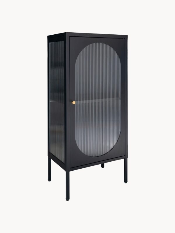 Oak Wood Display Cabinet Adelaide with Grooved Glass