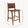 Teak Wood Counter Chair Perugia with Braided Seat Surface
