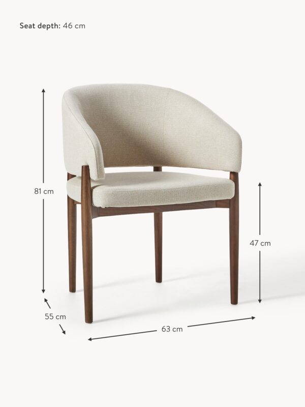 Upholstered Ash Wood Dining Chair Nemo with Armrests