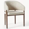 Upholstered Ash Wood Dining Chair Nemo with Armrests