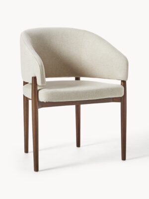 Upholstered Ash Wood Dining Chair Nemo with Armrests