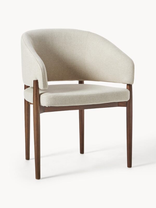 Upholstered Ash Wood Dining Chair Nemo with Armrests
