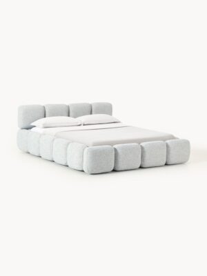 Upholstered Bouclé Bed Tayla with Storage Space