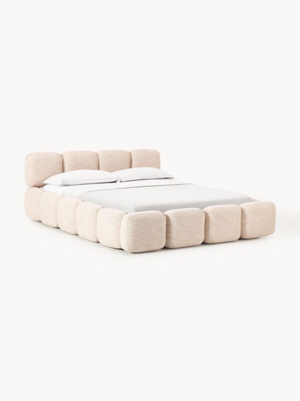 Upholstered Bouclé Bed Tayla with Storage Space