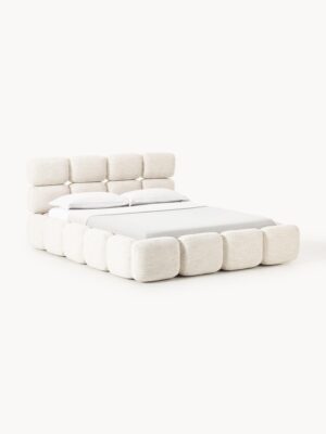 Upholstered Bouclé Bed Tayla with Storage Space