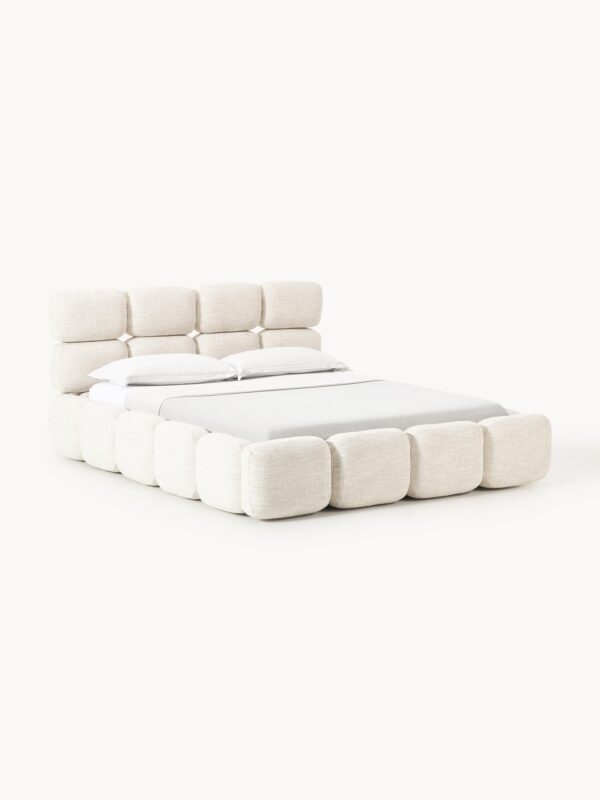 Upholstered Bouclé Bed Tayla with Storage Space