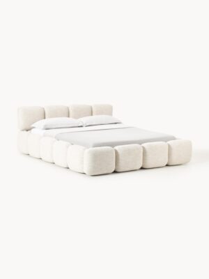 Upholstered Bouclé Bed Tayla with Storage Space