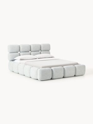 Upholstered Bouclé Bed Tayla with Storage Space