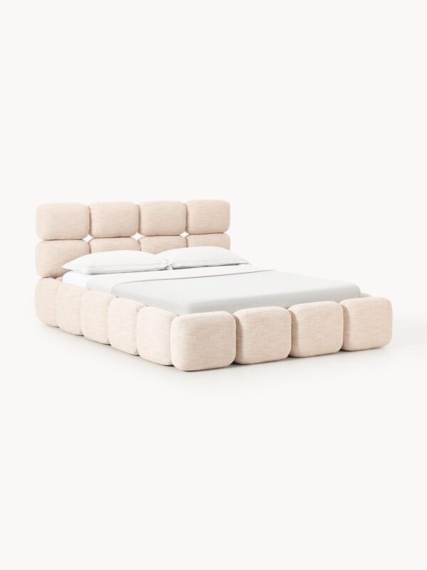Upholstered Bouclé Bed Tayla with Storage Space
