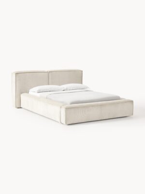 Upholstered Corduroy Bed Lennon with Storage Space