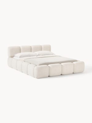 Upholstered Teddy Bouclé Bed Tayla with Storage