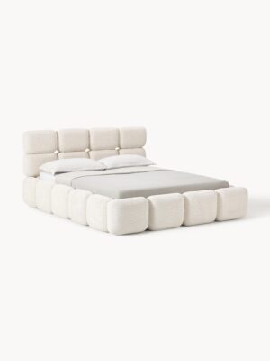 Upholstered Teddy Bouclé Bed Tayla with Storage Space