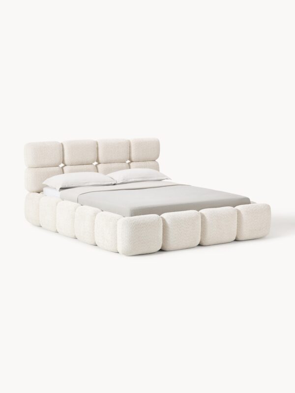 Upholstered Teddy Bouclé Bed Tayla with Storage Space