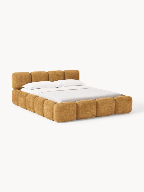 Upholstered Teddy Bouclé Bed Tayla with Storage Space