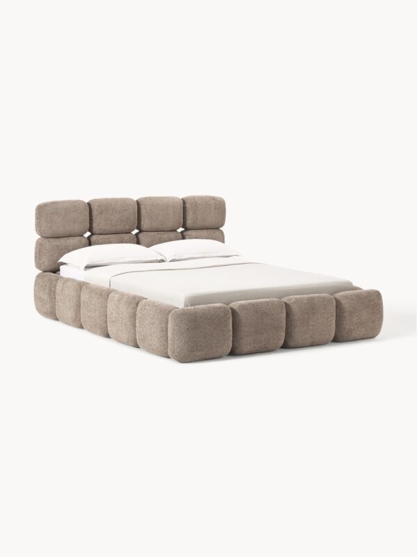 Upholstered Teddy Bouclé Bed Tayla with Storage Space