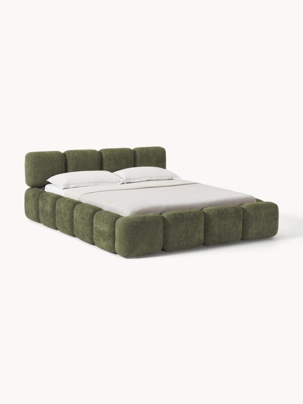 Upholstered Teddy Bouclé Bed Tayla with Storage Space