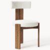 Wooden Dining Chair Katya with Bouclé Upholstery