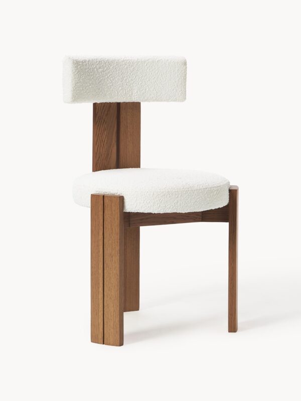 Wooden Dining Chair Katya with Bouclé Upholstery