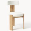 Wooden Dining Chair Katya with Bouclé Upholstery