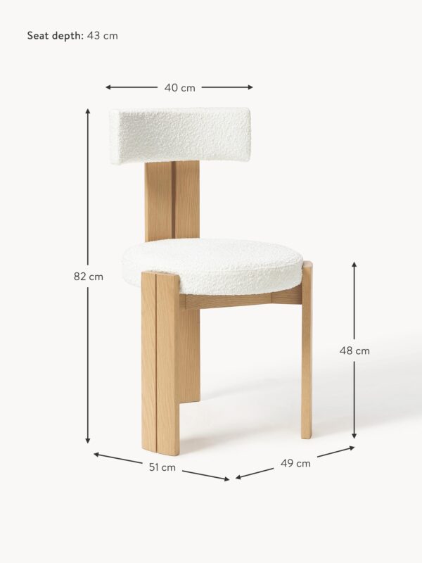 Wooden Dining Chair Katya with Bouclé Upholstery
