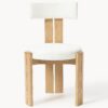 Wooden Dining Chair Katya with Bouclé Upholstery