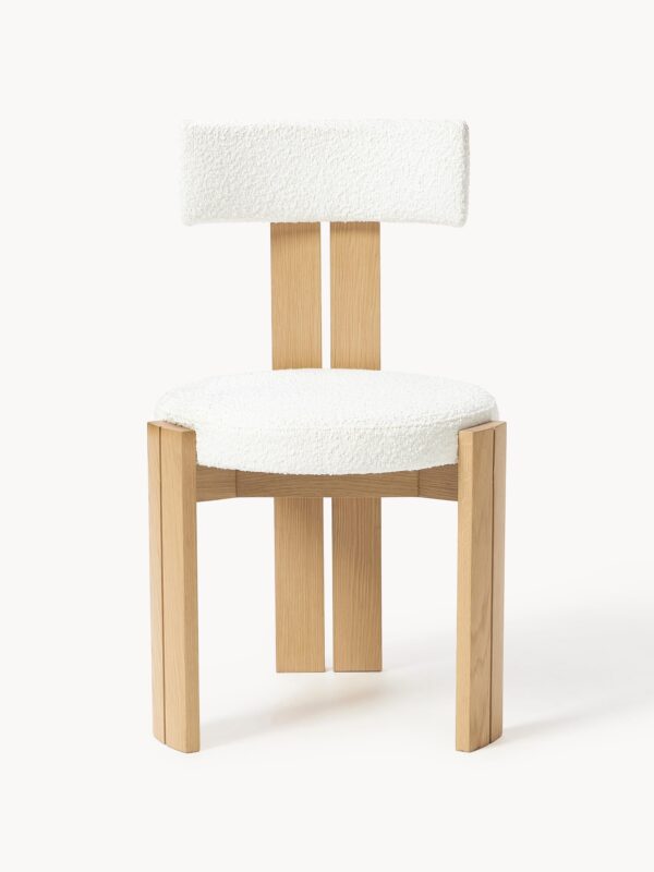 Wooden Dining Chair Katya with Bouclé Upholstery