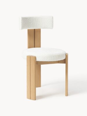 Wooden Dining Chair Katya with Bouclé Upholstery