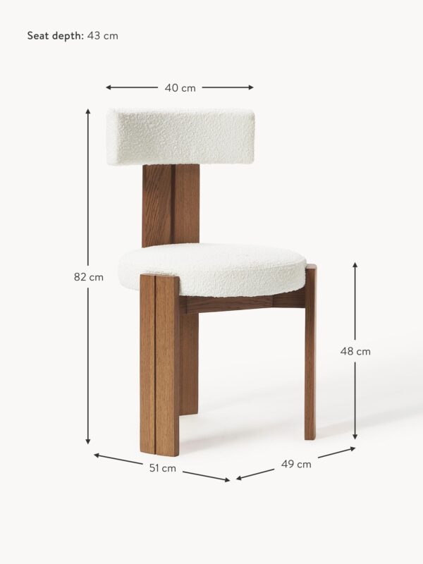 Wooden Dining Chair Katya with Bouclé Upholstery