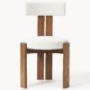 Wooden Dining Chair Katya with Bouclé Upholstery