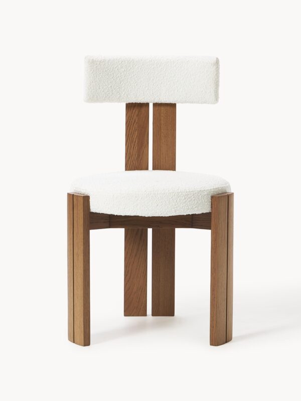 Wooden Dining Chair Katya with Bouclé Upholstery