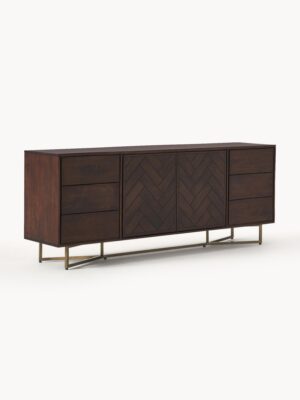 XL Mango Wood Sideboard Luca with Herringbone Pattern